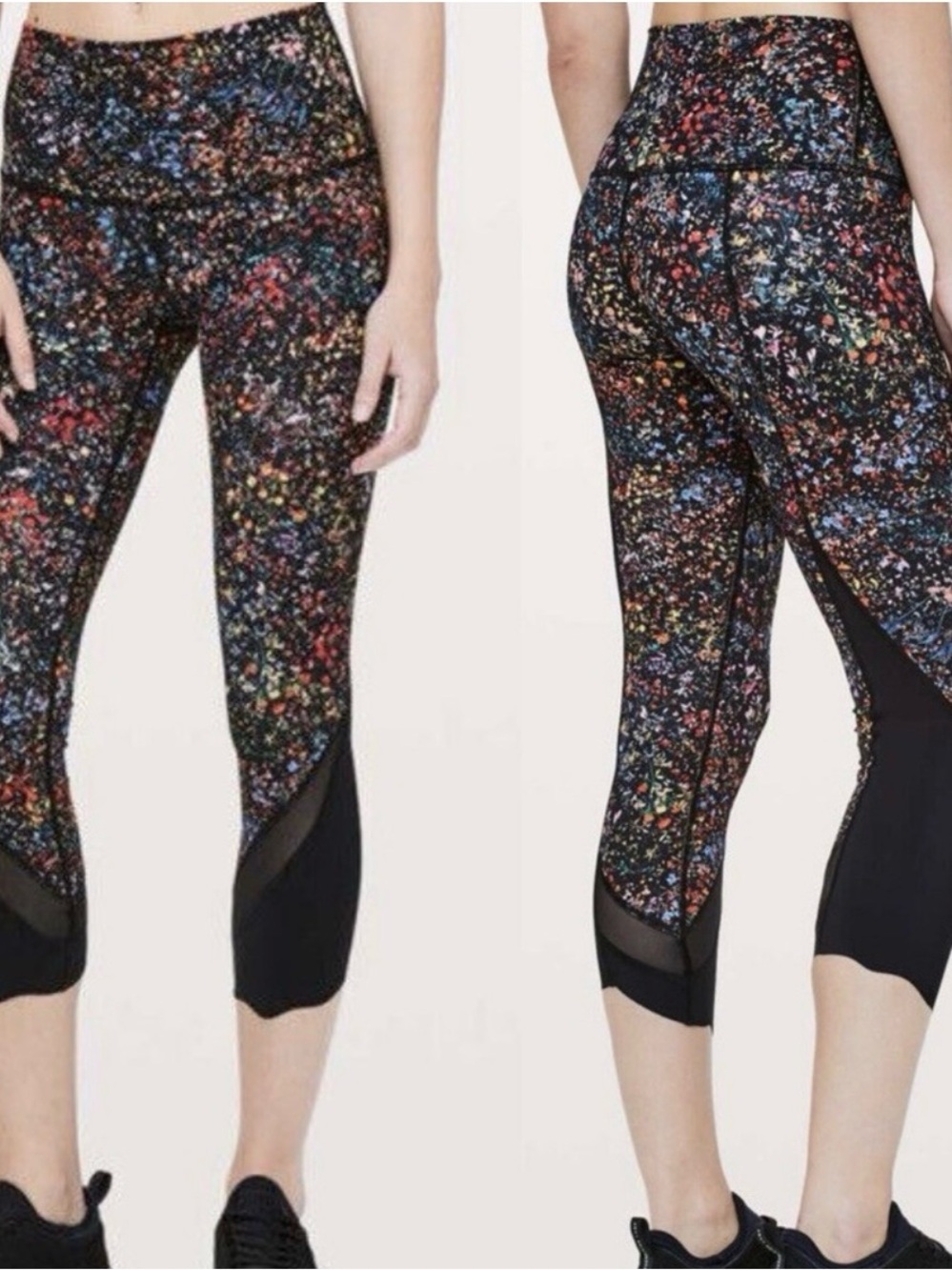 Lululemon Wonder Under crop Speckled Capri Leggings with Mesh Insets